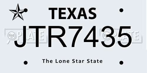 JTR7435 Texas License Plate
