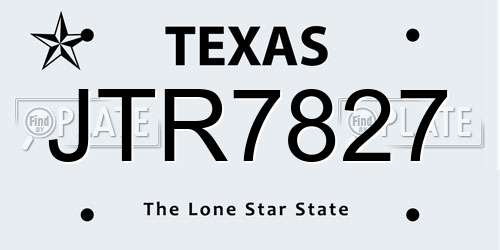 JTR7827 Texas License Plate