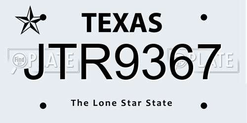 JTR9367 Texas License Plate