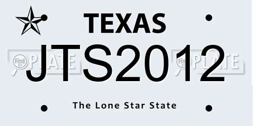 JTS2012 Texas License Plate