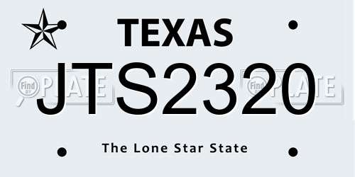 JTS2320 Texas License Plate