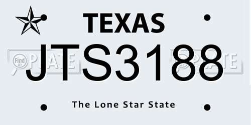 JTS3188 Texas License Plate