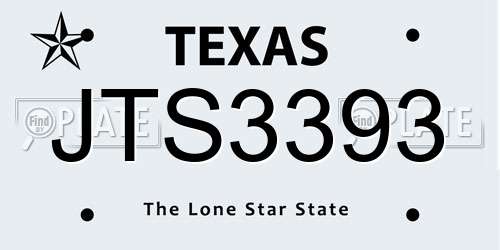 JTS3393 Texas License Plate