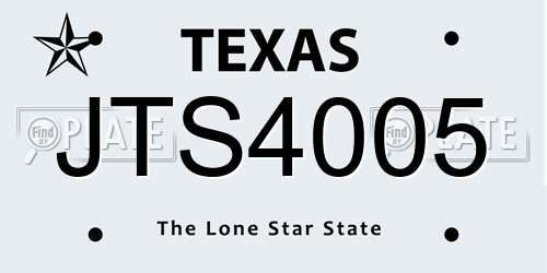 JTS4005 Texas License Plate