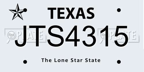 JTS4315 Texas License Plate
