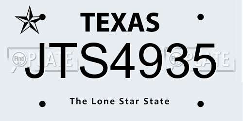 JTS4935 Texas License Plate