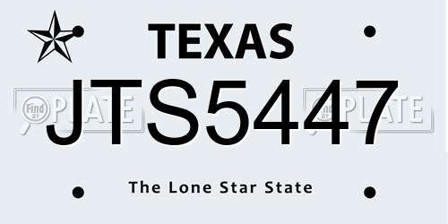 JTS5447 Texas License Plate