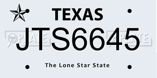 JTS6645 Texas License Plate