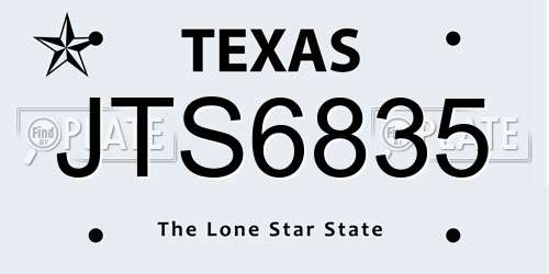 JTS6835 Texas License Plate