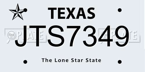 JTS7349 Texas License Plate