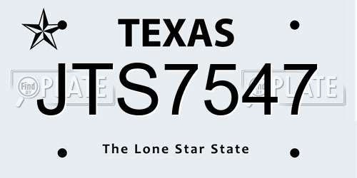 JTS7547 Texas License Plate