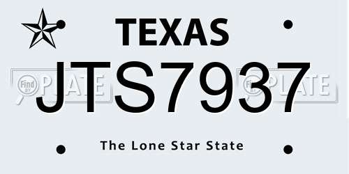 JTS7937 Texas License Plate