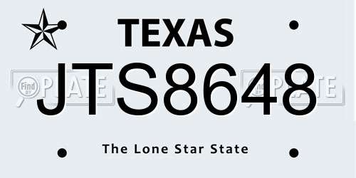 JTS8648 Texas License Plate