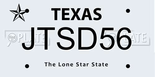 JTSD56 Texas License Plate