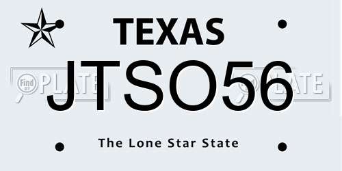 JTSO56 Texas License Plate