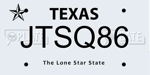 JTSQ86 Texas License Plate