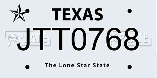 JTT0768 Texas License Plate