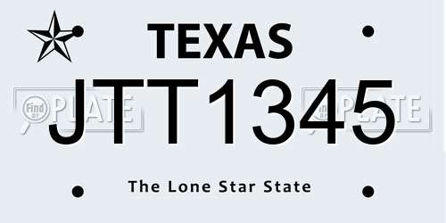 JTT1345 Texas License Plate
