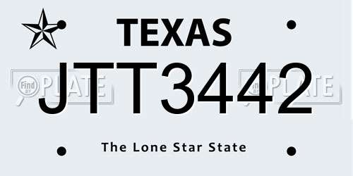 JTT3442 Texas License Plate