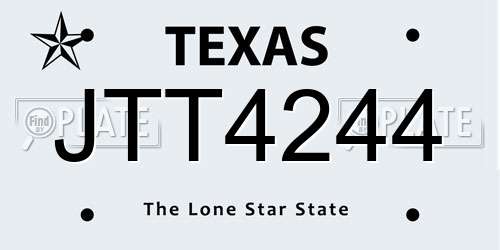 JTT4244 Texas License Plate