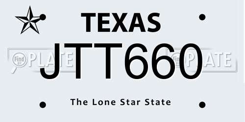 JTT660 Texas License Plate