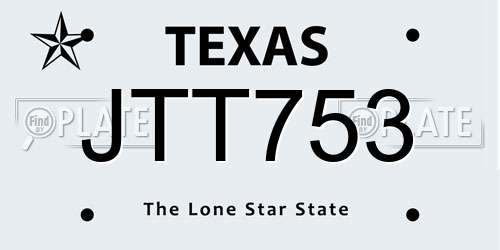 JTT753 Texas License Plate
