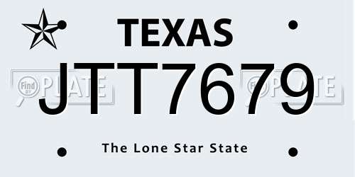JTT7679 Texas License Plate