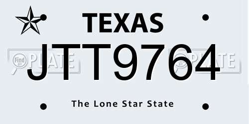 JTT9764 Texas License Plate
