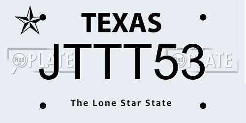 JTTT53 Texas License Plate