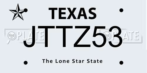 JTTZ53 Texas License Plate
