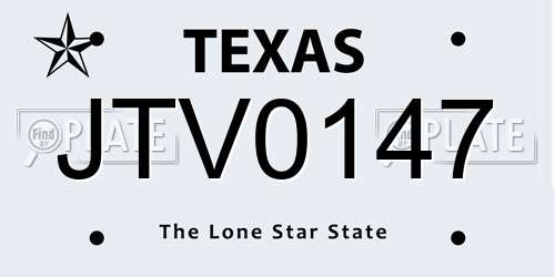 JTV0147 Texas License Plate