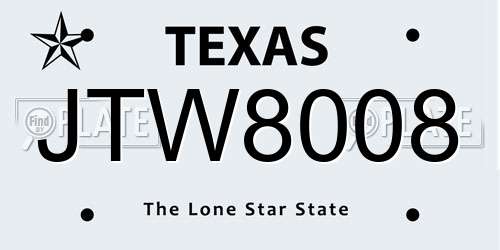 JTW8008 Texas License Plate