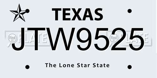 JTW9525 Texas License Plate