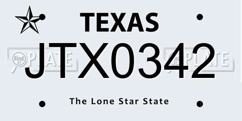 JTX0342 Texas License Plate