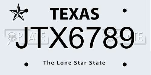 JTX6789 Texas License Plate