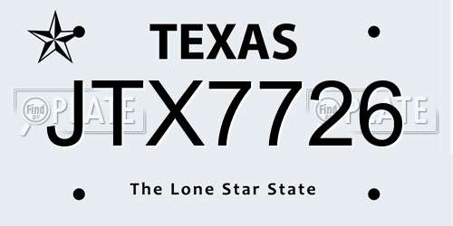 JTX7726 Texas License Plate