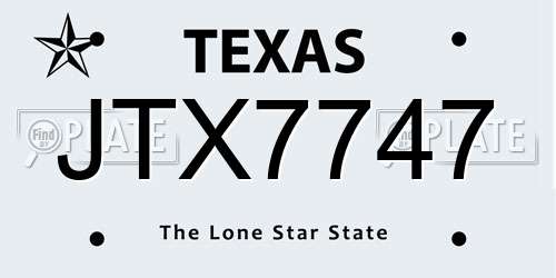 JTX7747 Texas License Plate