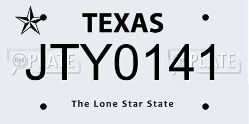 JTY0141 Texas License Plate