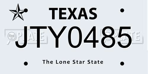 JTY0485 Texas License Plate