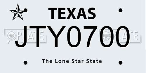 JTY0700 Texas License Plate