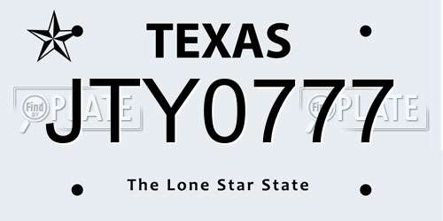 JTY0777 Texas License Plate