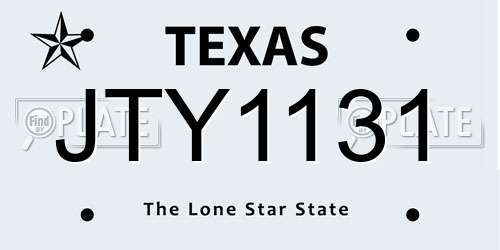 JTY1131 Texas License Plate