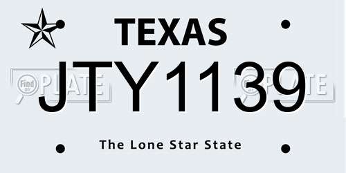 JTY1139 Texas License Plate