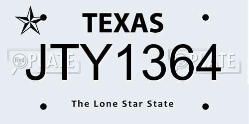 JTY1364 Texas License Plate