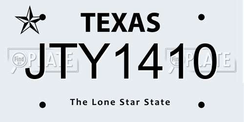 JTY1410 Texas License Plate