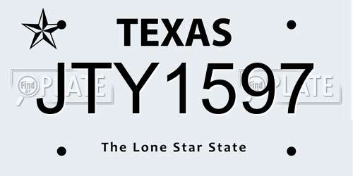 JTY1597 Texas License Plate