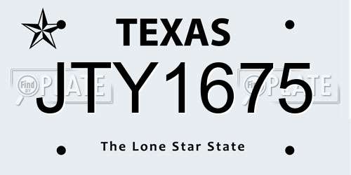 JTY1675 Texas License Plate
