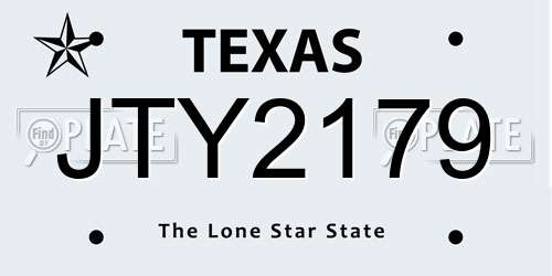 JTY2179 Texas License Plate