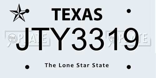JTY3319 Texas License Plate