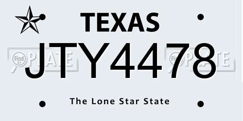 JTY4478 Texas License Plate